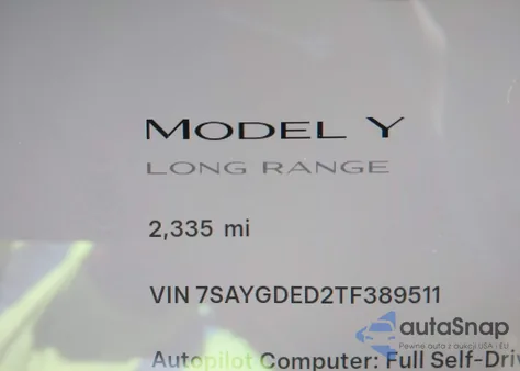 2026 Tesla Model Y Long Range Dual Motor All-Wheel Drive из США, поврежденный, VIN 7SAYGDED2TF389511
